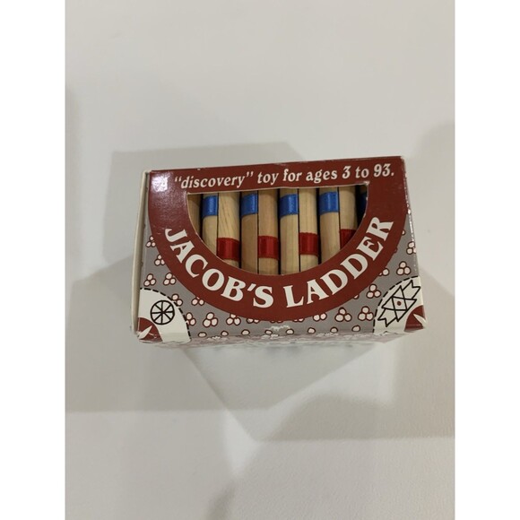 Jacob's Ladder Francis Family Folk Toy Wood RedBlue Ribbon Illusion Block Trick - Picture 1 of 5